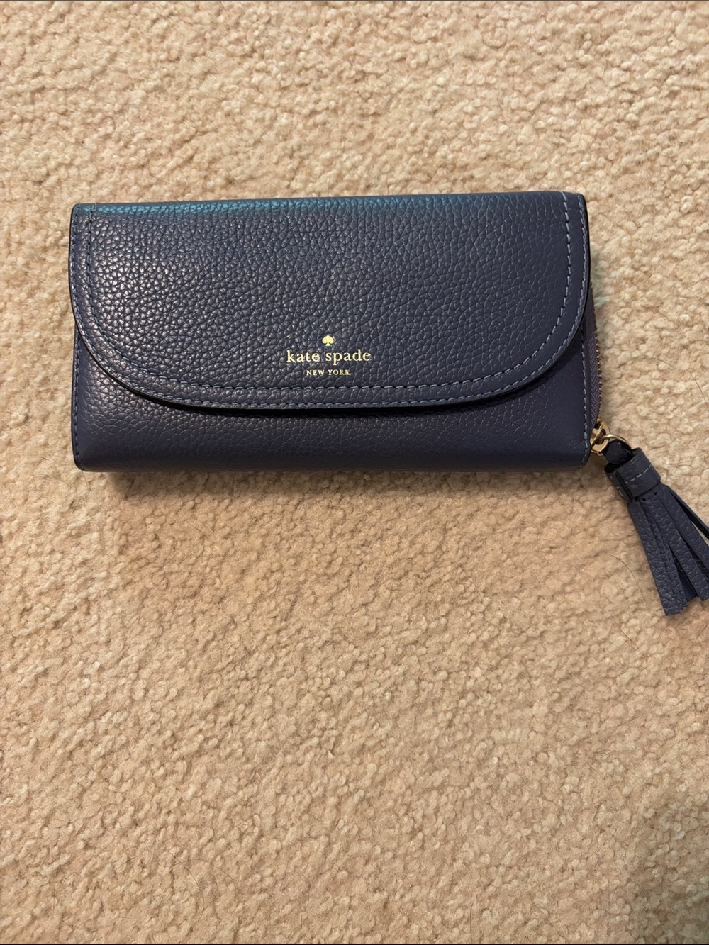 kate spade slate blue leather Tassel Wallet
